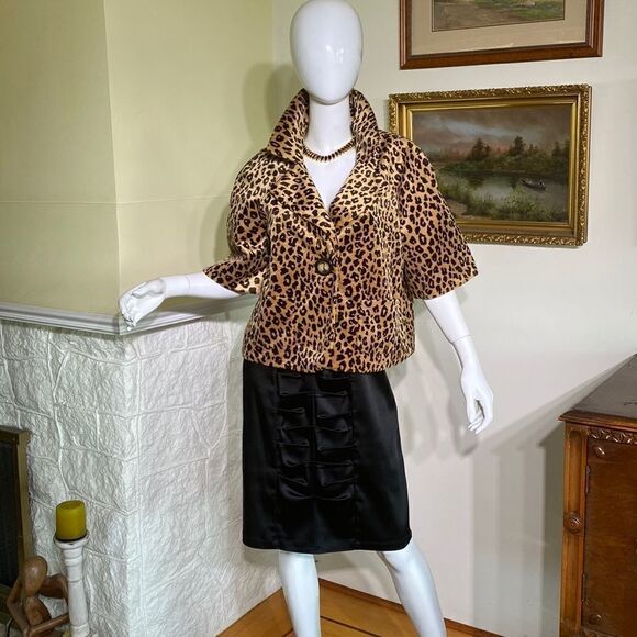 Apt.9 Leopard Print 50’s Style Teddy Jacket - Picture 2 of 16